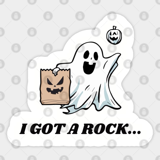 I Got A Rock Funny Halloween Sticker by Tidio Art